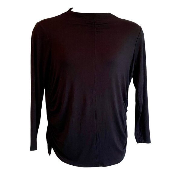 Skinnygirl Marisol Black Long Sleeve Stretch Jersey Knit Shirred Top Size 1X NEW - Picture 2 of 11